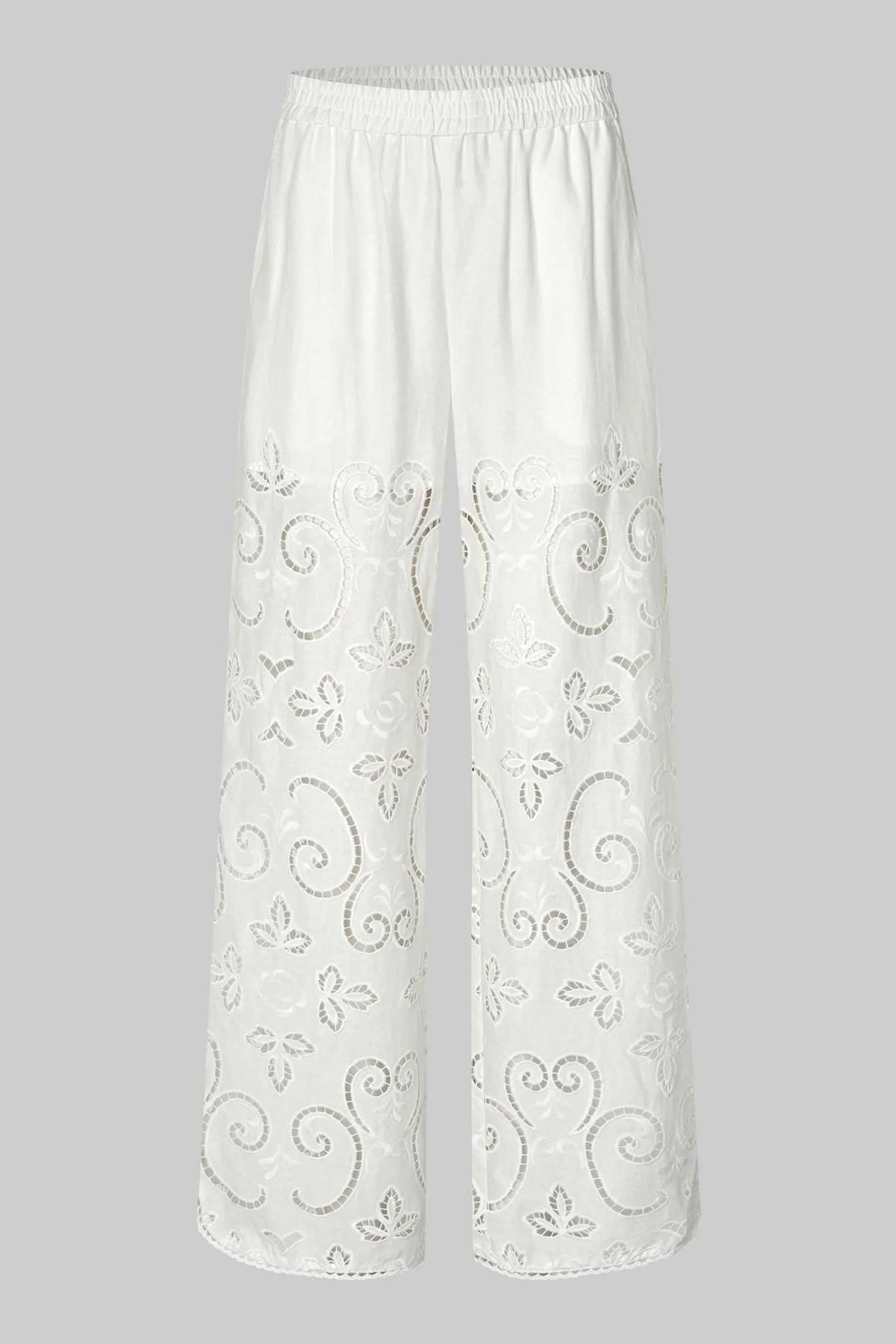 Vilma Lace Wide Leg Pant in White | FINAL SALE