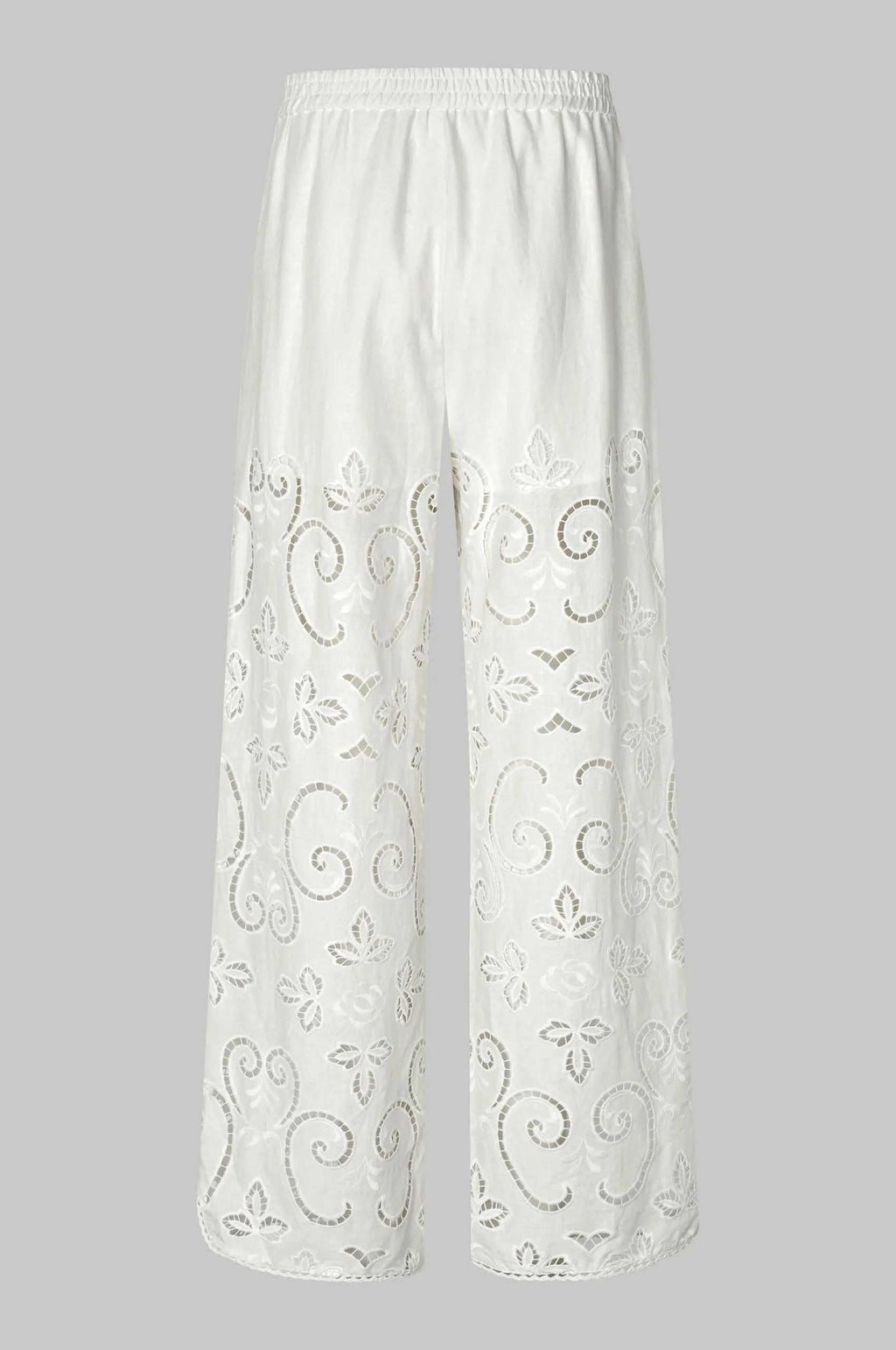 Vilma Lace Wide Leg Pant in White | FINAL SALE