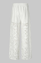Vilma Lace Wide Leg Pant in White | FINAL SALE