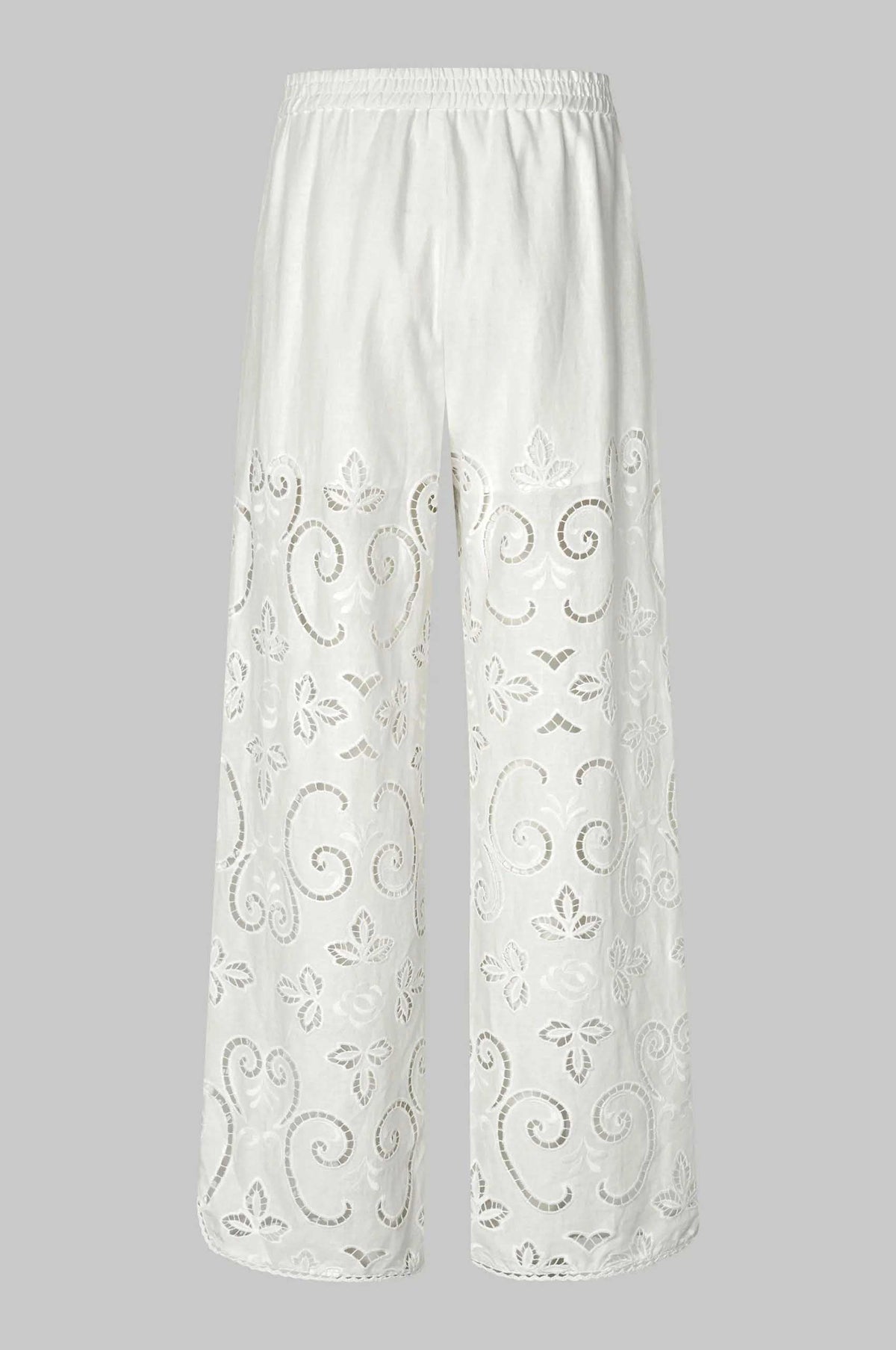 Vilma Lace Wide Leg Pant in White | FINAL SALE