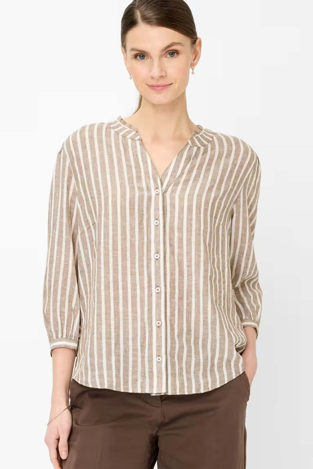 Violet Stripe Blouse in Light Mocha