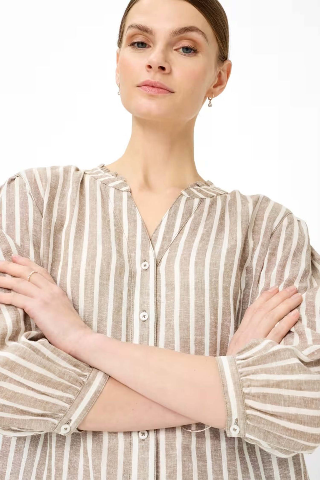 Violet Stripe Blouse in Light Mocha