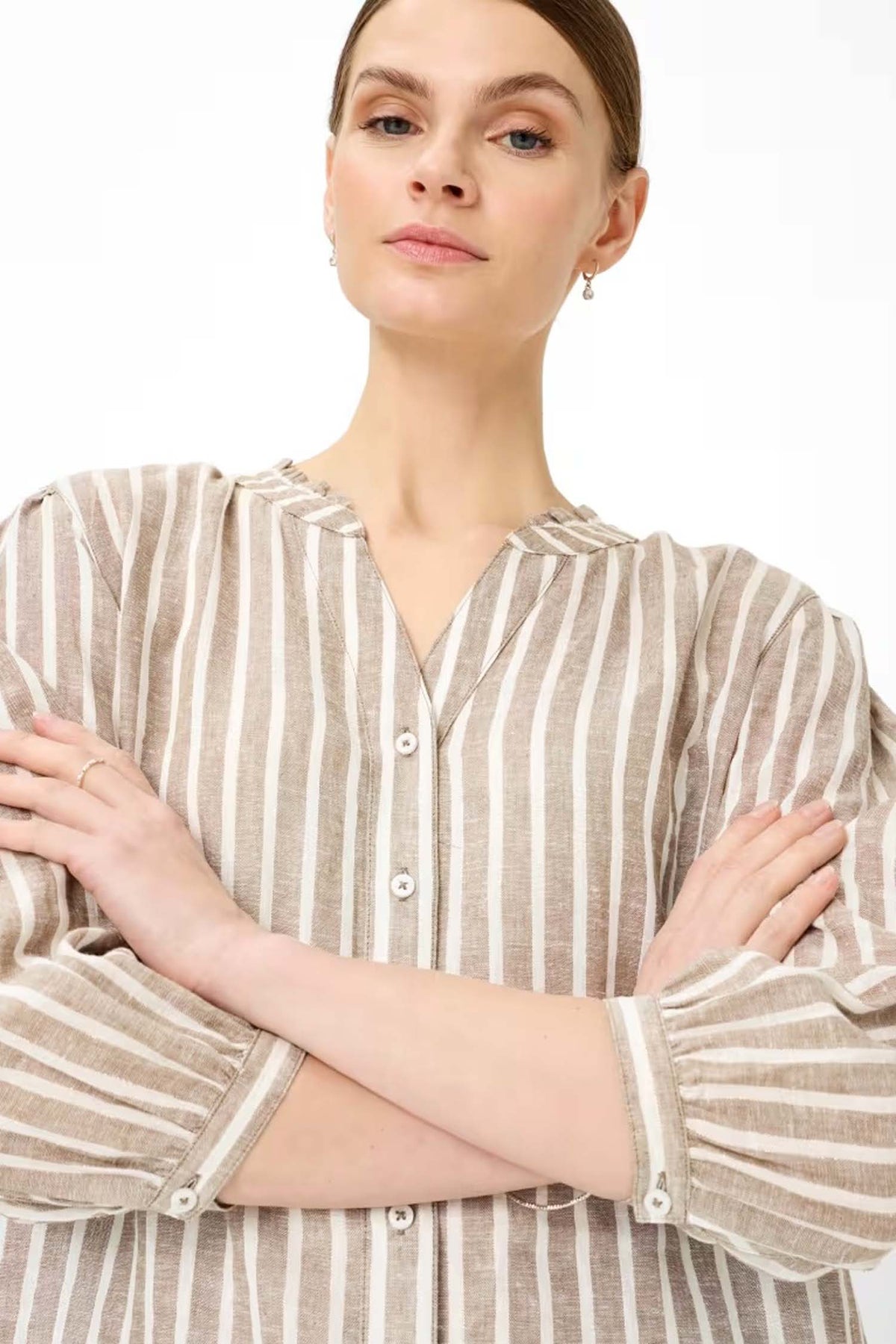 Violet Stripe Blouse in Light Mocha
