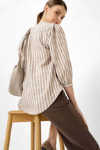 Violet Stripe Blouse in Light Mocha
