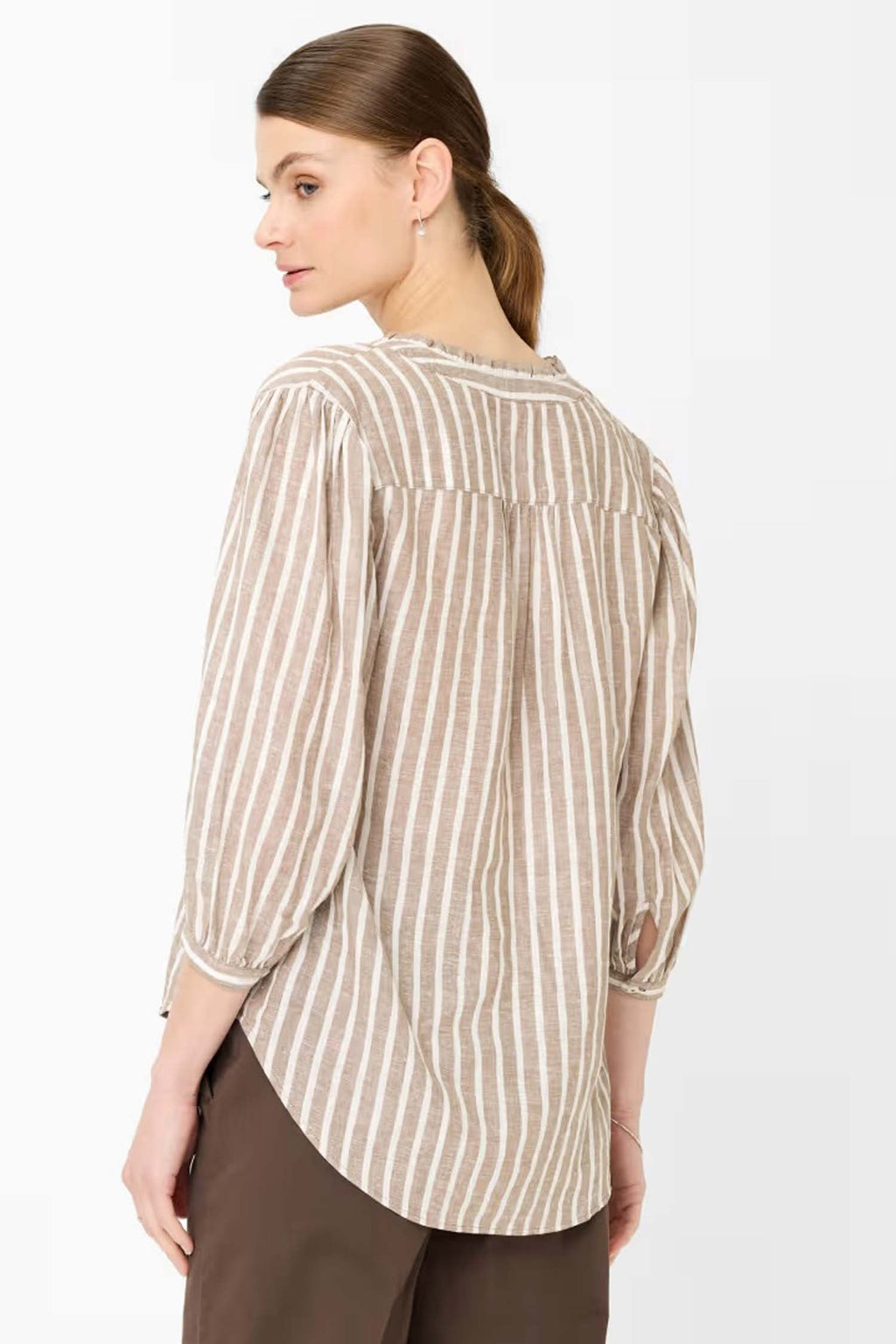 Violet Stripe Blouse in Light Mocha