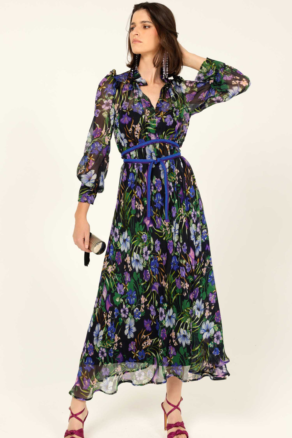 Violetta Midi Dress in Violet Floral | FINAL SALE