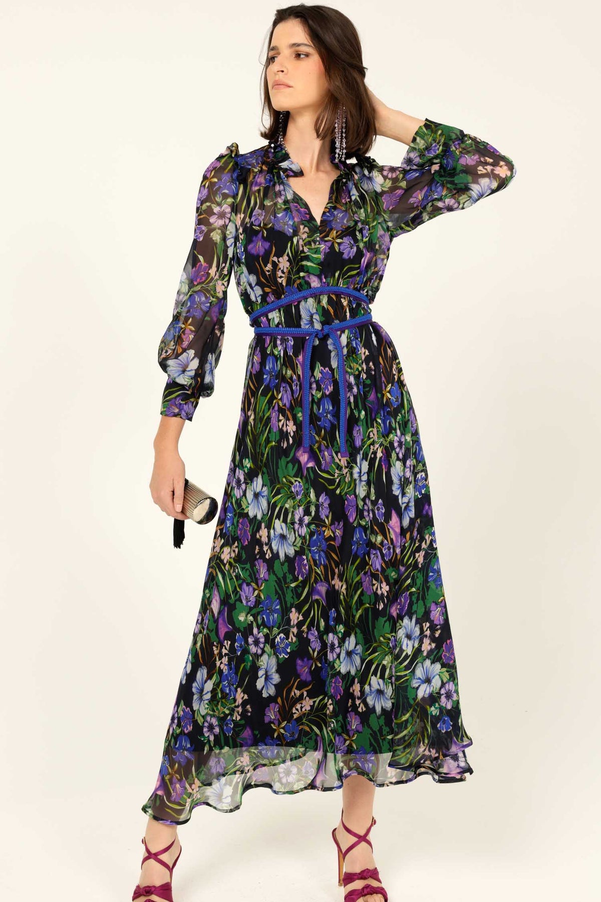Violetta Midi Dress in Violet Floral | FINAL SALE