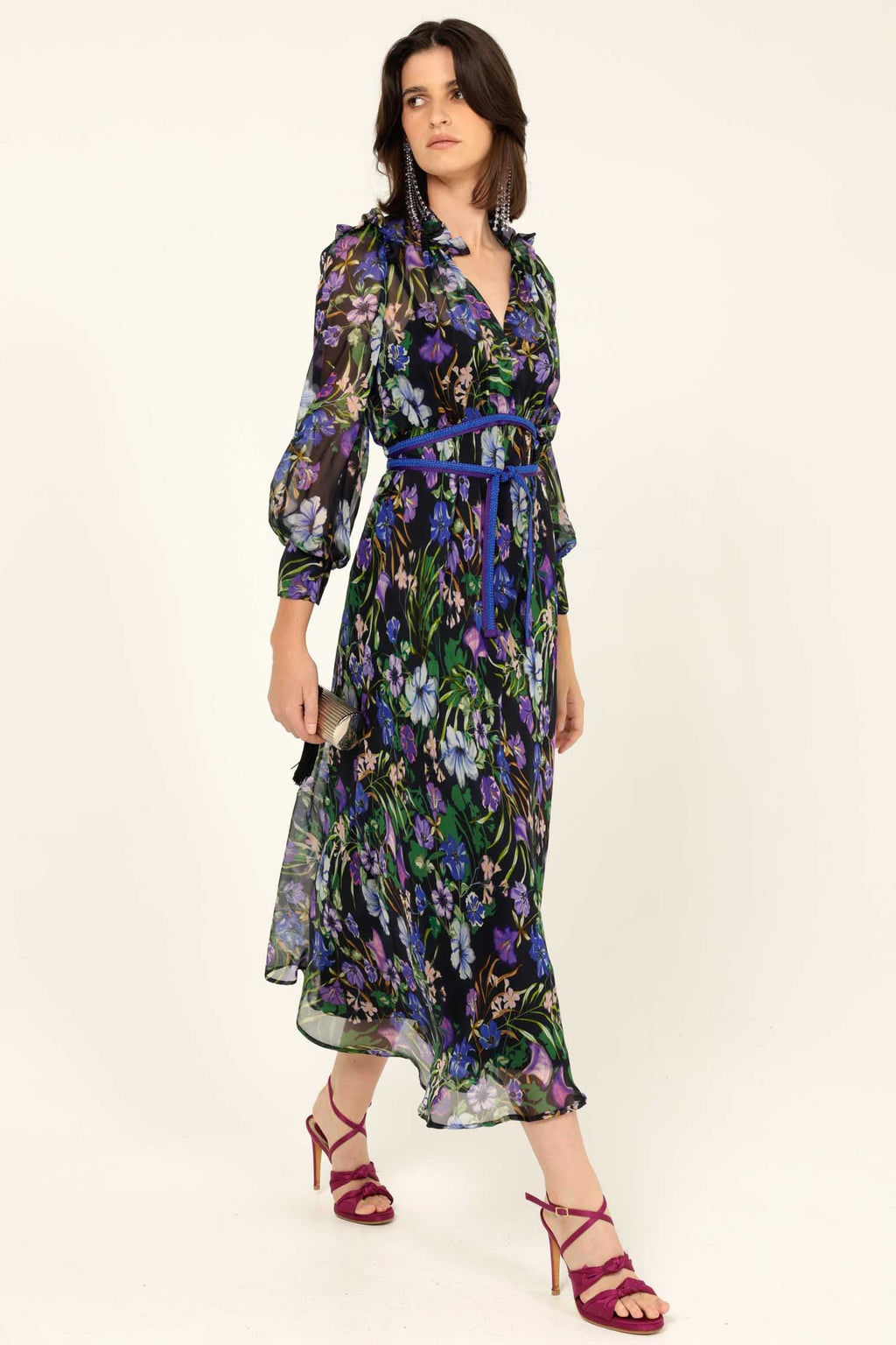 Violetta Midi Dress in Violet Floral | FINAL SALE