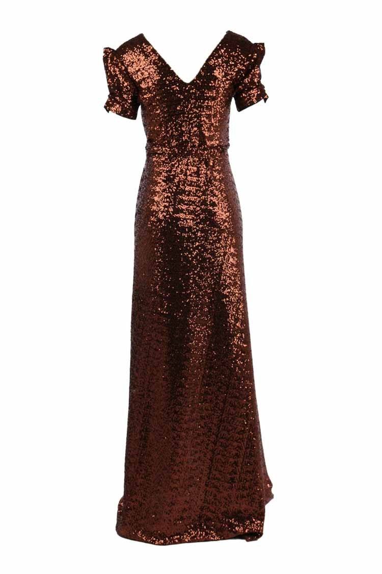 Viva SS Gown in Ginger Sequin Dresses Lucy Laurita - Leiela 
