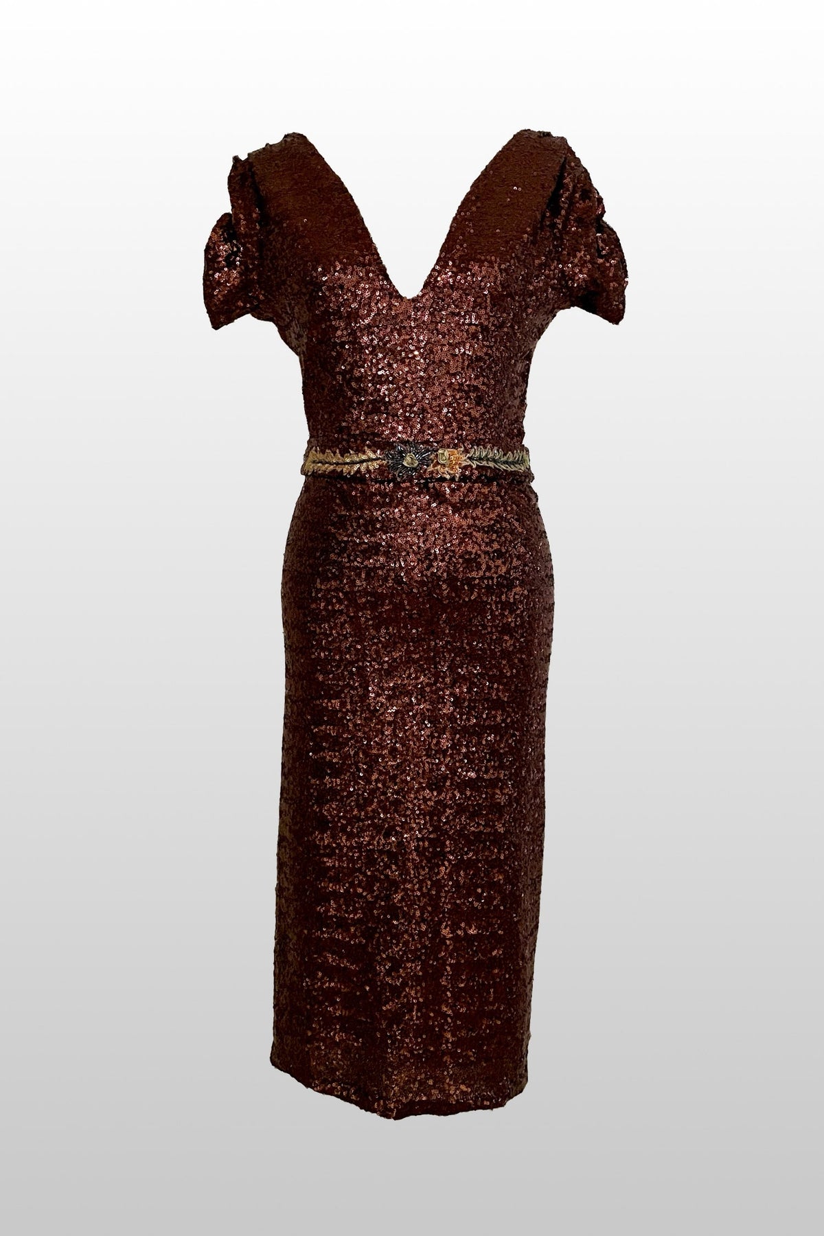 Vivica Cocktail Dress in Paloma Sequin w Handmade Belt