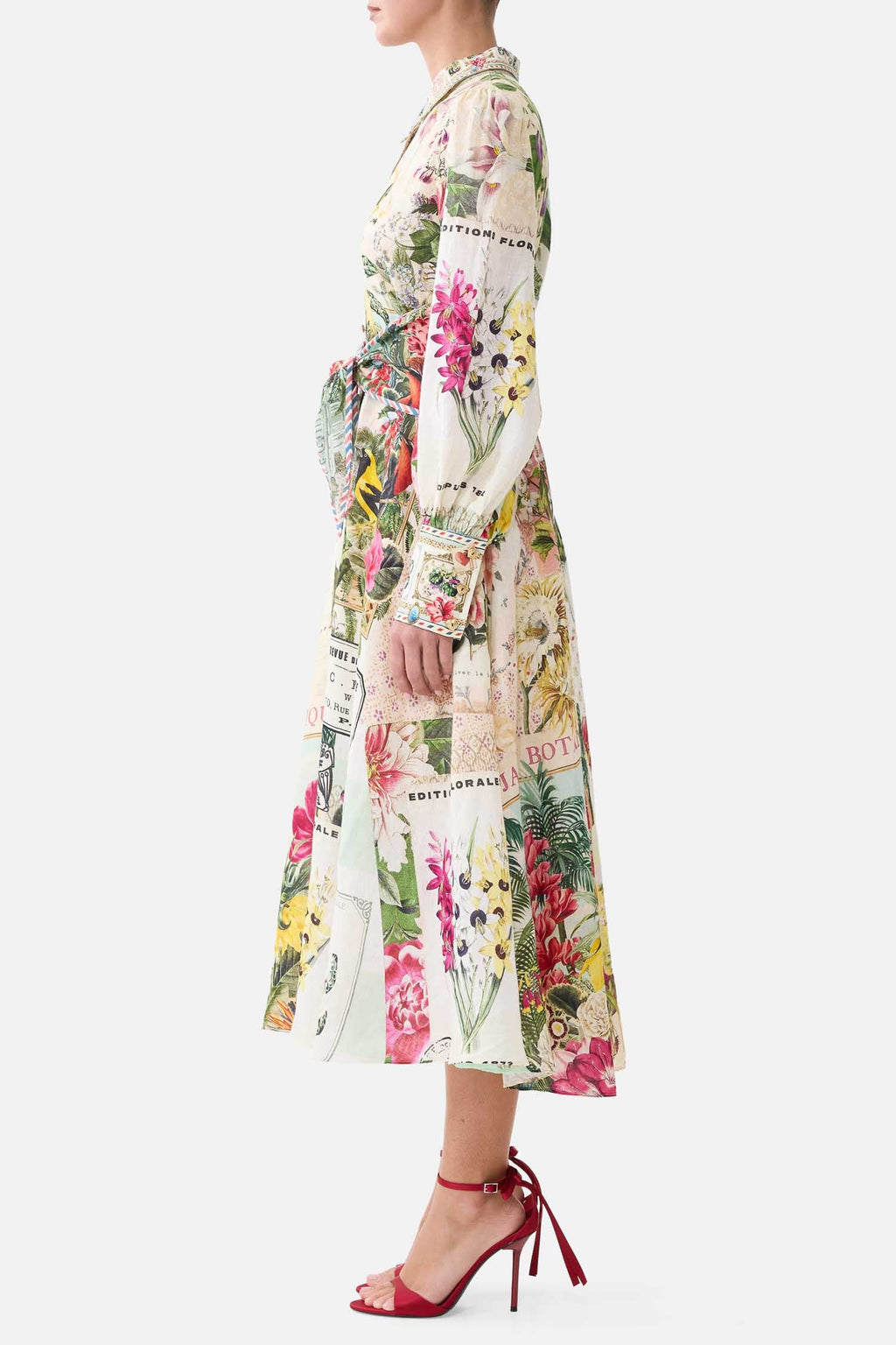 Waist Tie Shirt Dress in La Belle Botanique