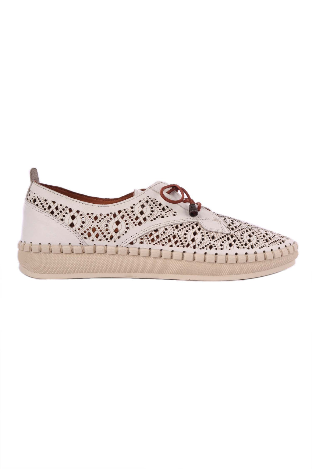 Wander Woven Leather Flat in White