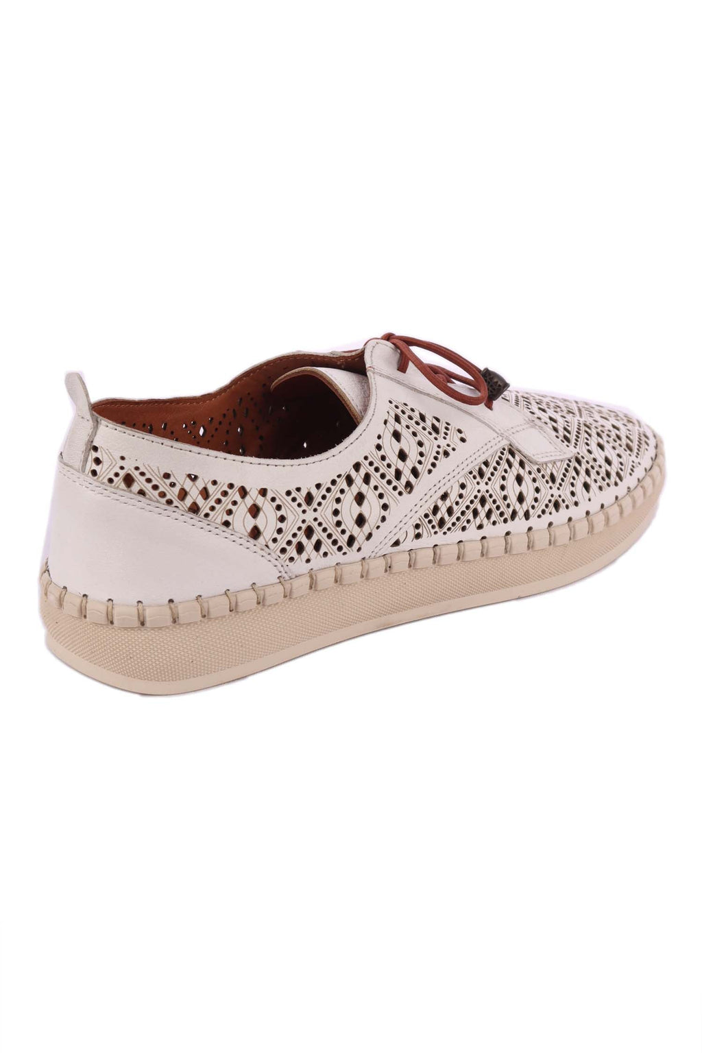 Wander Woven Leather Flat in White