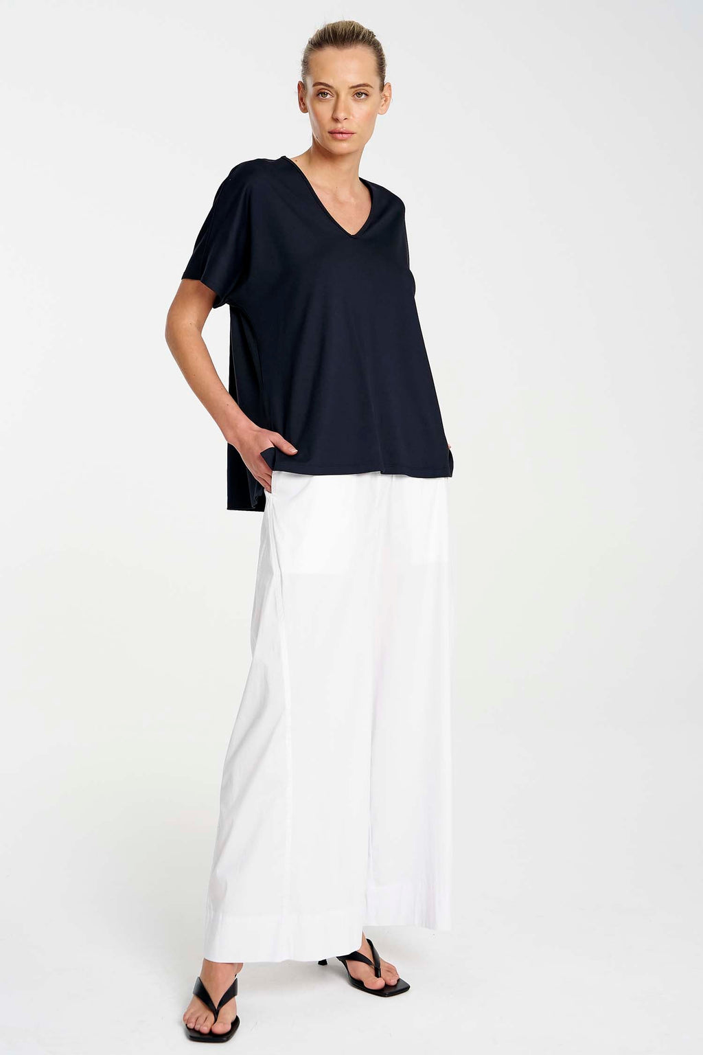 Wide Cross Pant in White