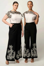 Willow Embroidery Detail Pant in Black