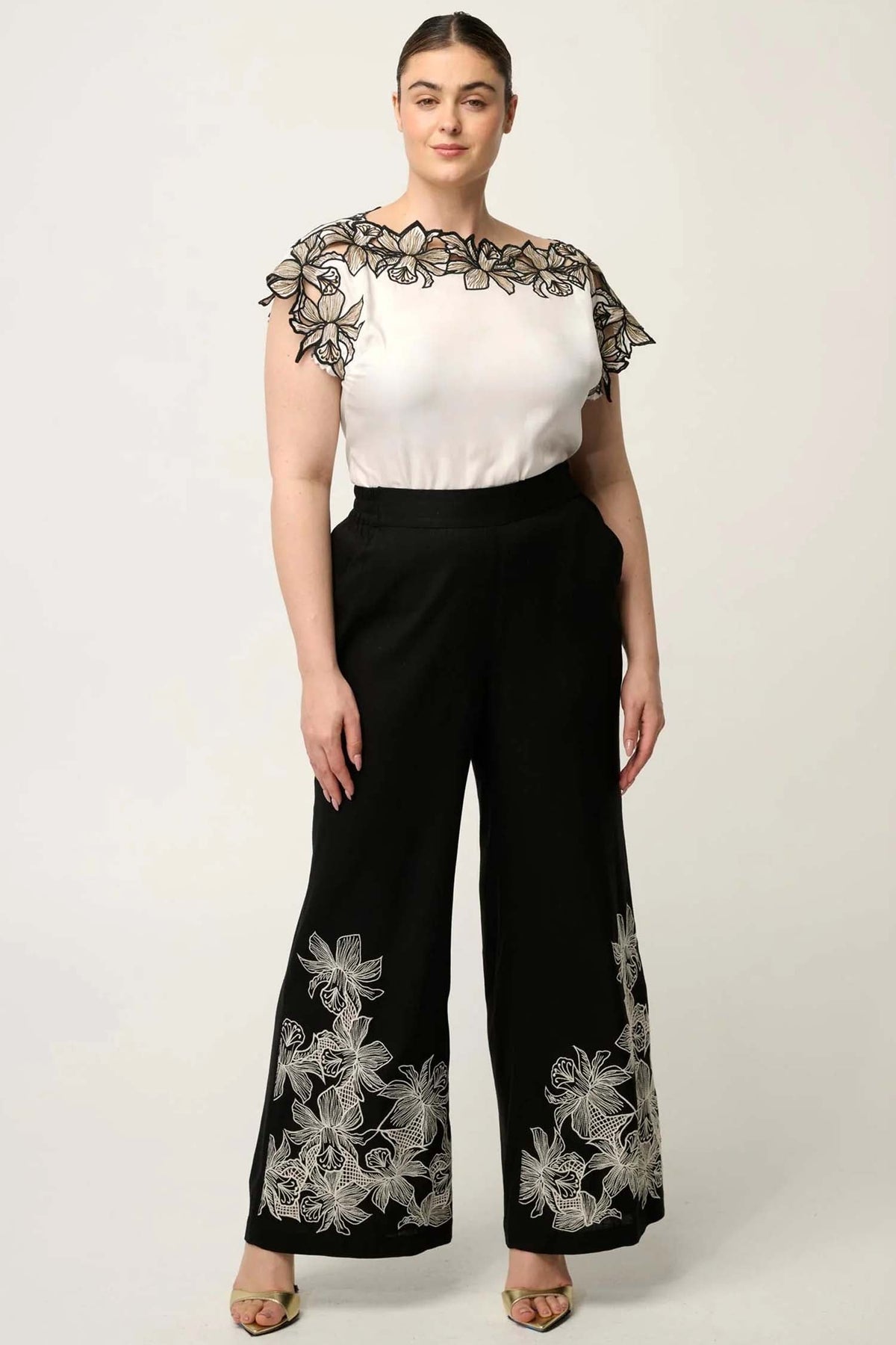 Willow Embroidery Detail Pant in Black