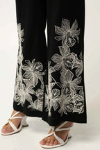 Willow Embroidery Detail Pant in Black
