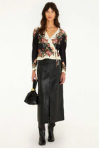 Winter Floral Cream Long Sleeve Blouse