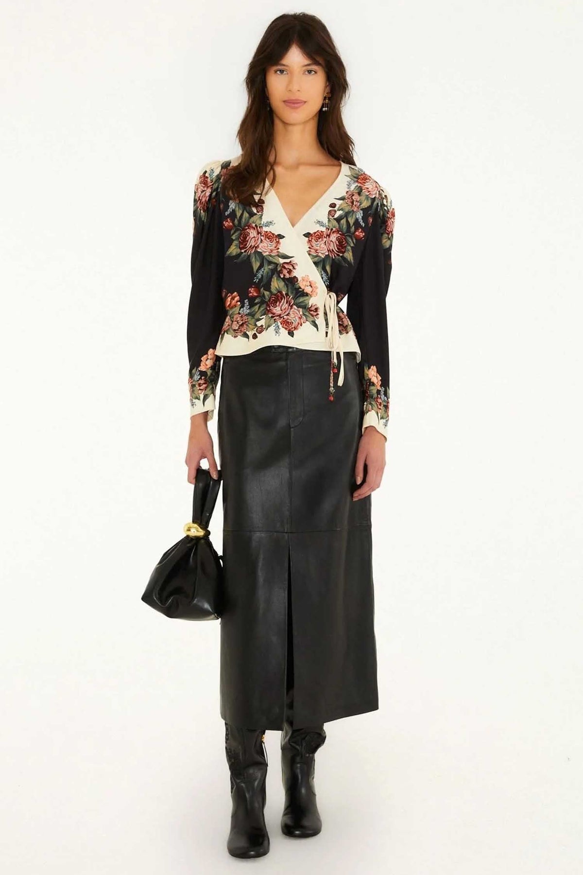 Winter Floral Cream Long Sleeve Blouse