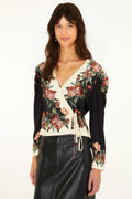 Winter Floral Cream Long Sleeve Blouse
