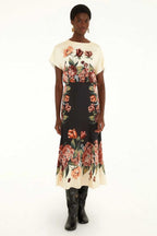 Winter Floral Cream Maxi Dress