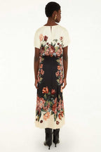 Winter Floral Cream Maxi Dress