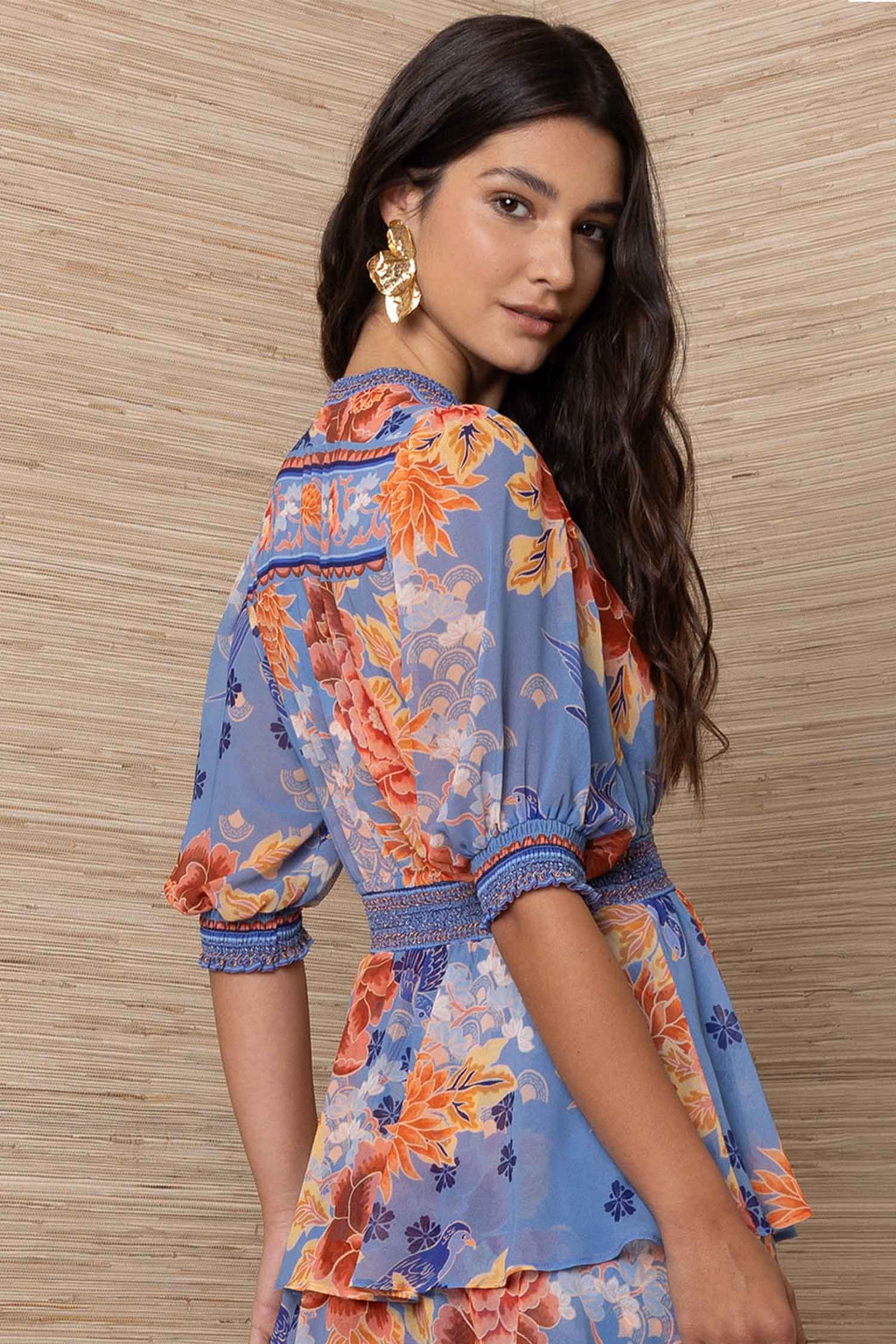 Wisteria S/S Tiered Maxi Dress in Blue