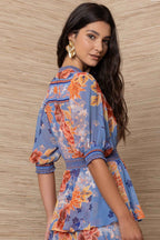 Wisteria S/S Tiered Maxi Dress in Blue