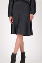 Pleated Knit Skirt in Anthra Melange