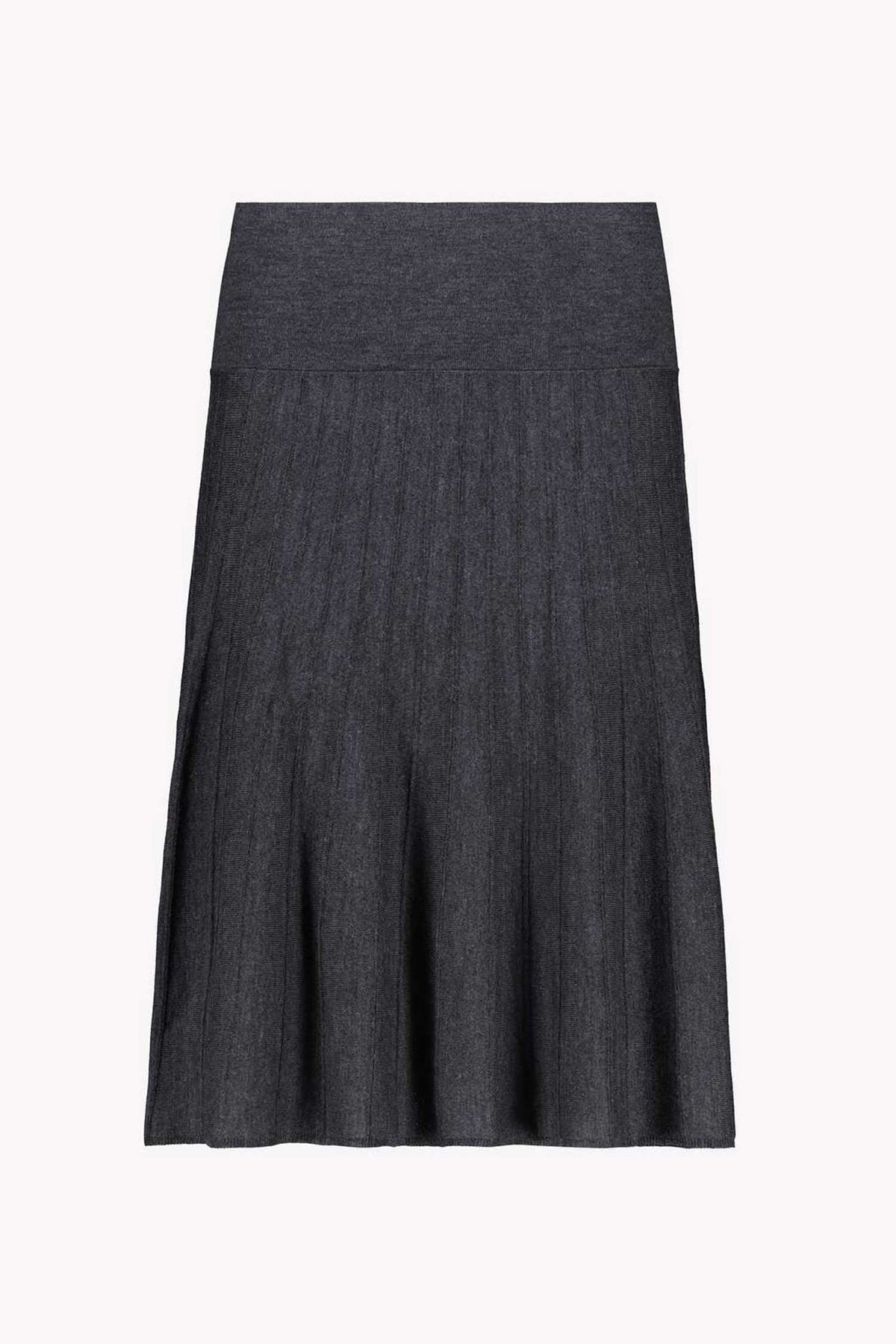 Pleated Knit Skirt in Anthra Melange