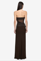 Xanthi Strapless Maxi Dress in Bitter Chocolate