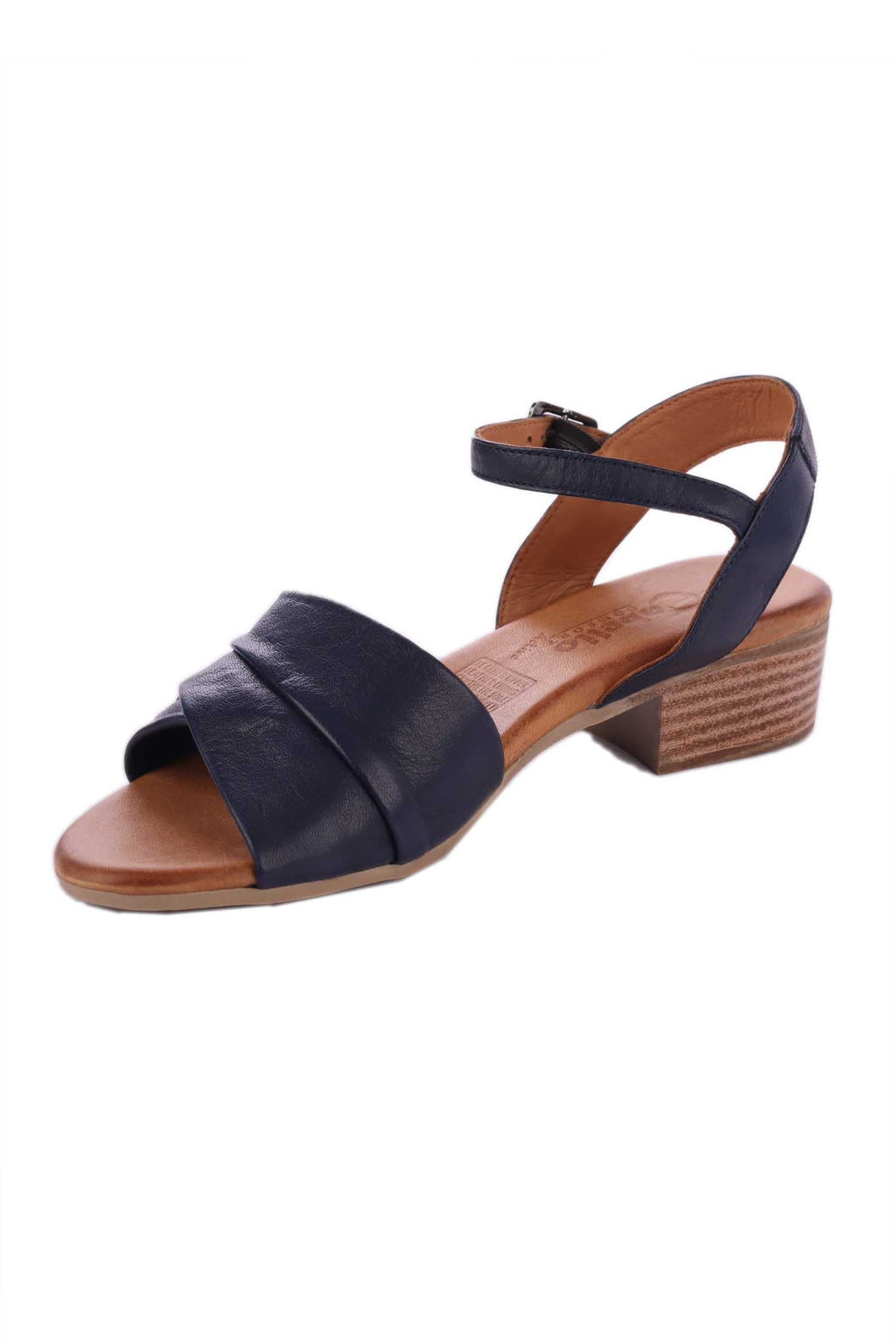 Yenice Strap Leather Sandals in Navy