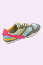 Zoya Fabric Lace Up Flat Sneakers in Bright