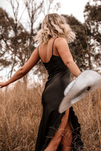 Bias Slip Dress in Black Dresses Lucy Laurita - Leiela 
